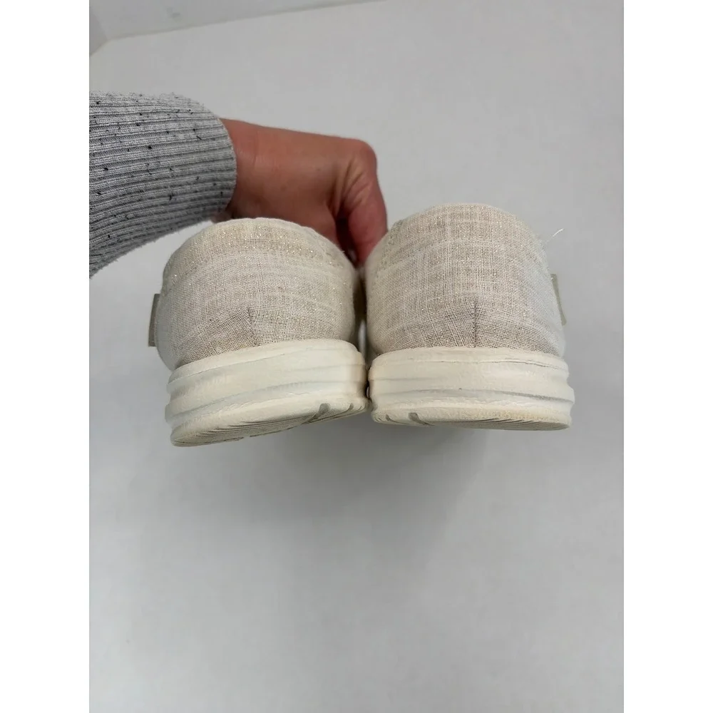 Hey Dude Wendy Sparkling Gold Slip On Loafers Womens 11 Cream Metallic 121419102